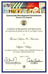 Community Development Commission - Certificate of Recognition and Appreciation - Skyline Village