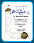 California State Assembly - Certificate of Recognition - 
Gardens on Garfield