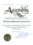 California Legislature Assembly - Certificate of Recognition - 
Del Rey Square