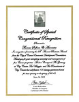 Certificate of Special Congressional Recognition - 
