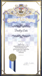 County of Los Angeles - Certificate of Recognition - 
Dudley Oaks