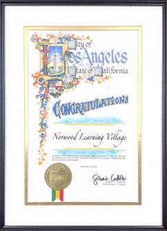 City of Los Angeles - Certificate of Recognition - 
Norwood Learning Village