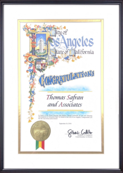 City of Los Angeles - Certificate of Recognition - 
Thomas Safran & Associates
